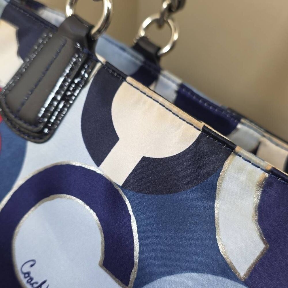 Coach Madison Op Art Chain Metallic Sateen Tote & Matching Zip Wallet Style 2123 - Picture 5 of 16
